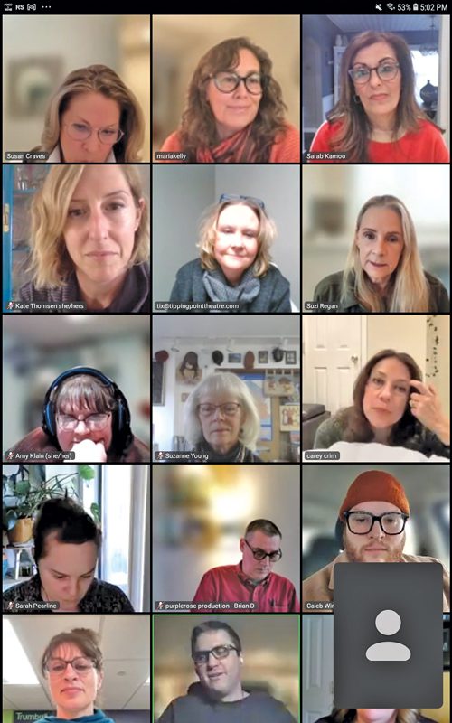 People in a Zoom screen.