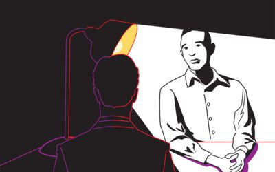 Illustration of a man being interrogated.