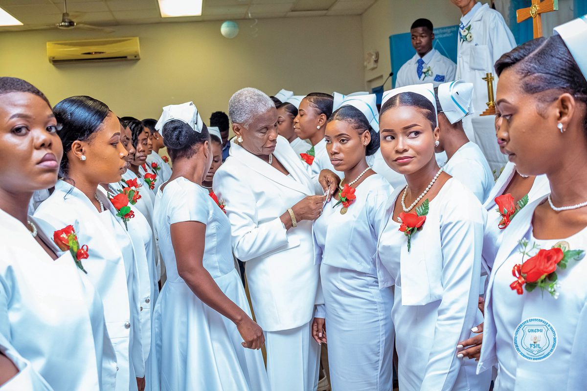 A group of Haitian nurses at a capping ceremony.