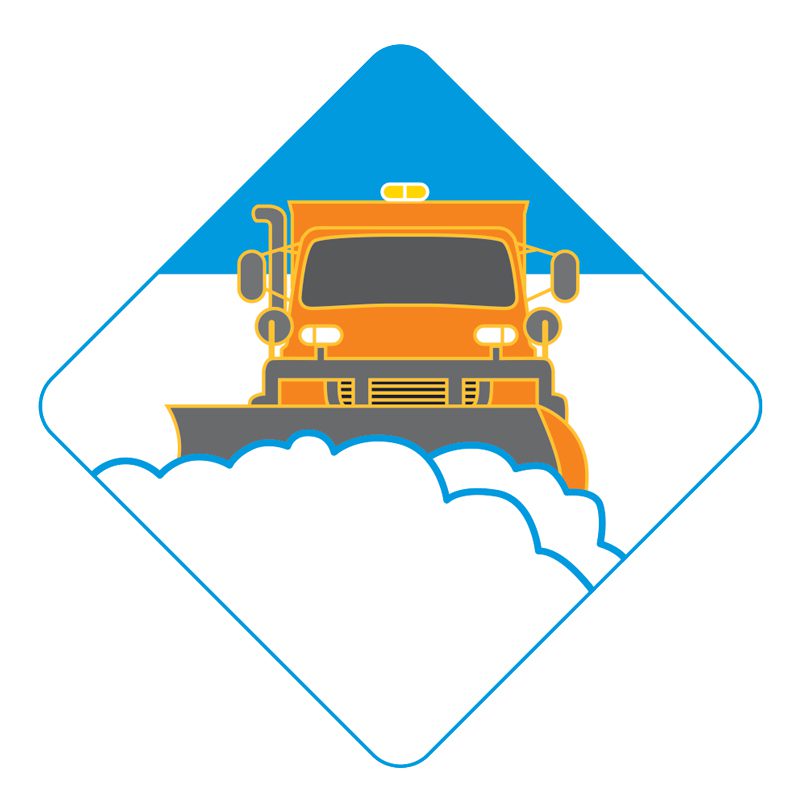 Illustration of a plow truck plowing snow