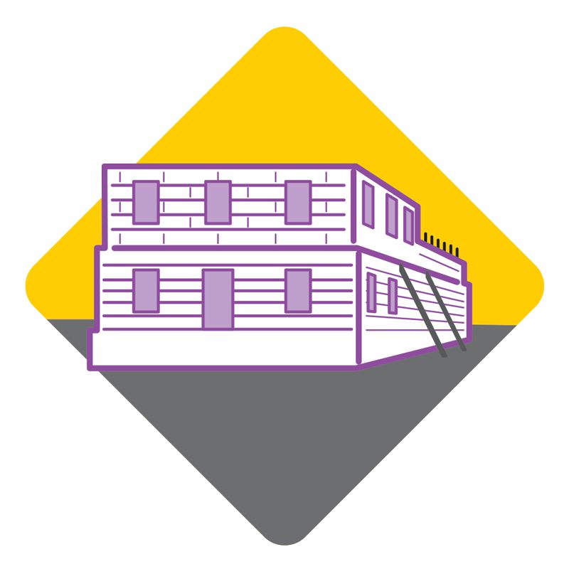 Illustration of a house made of Styrofoam.