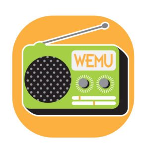 An illustration of a radio that says WEMU