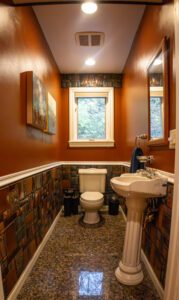 View of tiled bathroom