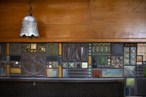 Close up of the fireplace tile
