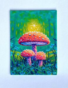 Creal Microgallery features acrylic paintings by Grand Rapids-based artist Carly Davis through May 17. Image: Painting by Carly Davis