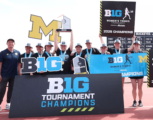 tennis team celebrating