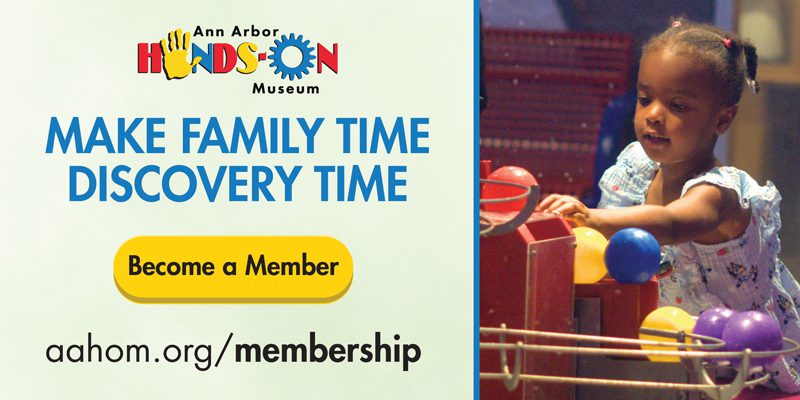 paid advertisement for Ann arbor hands on museum that directs to aaham.com/membership