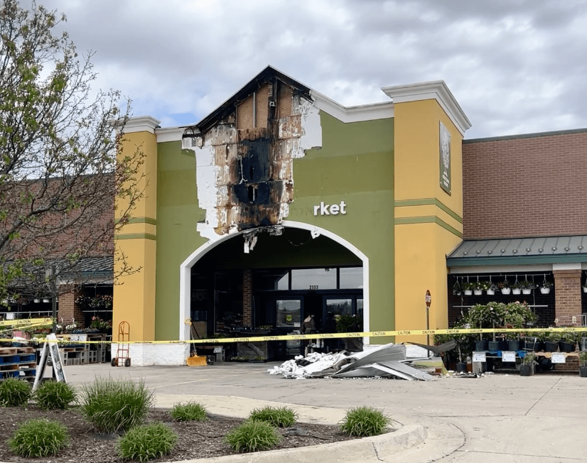 burned building facade