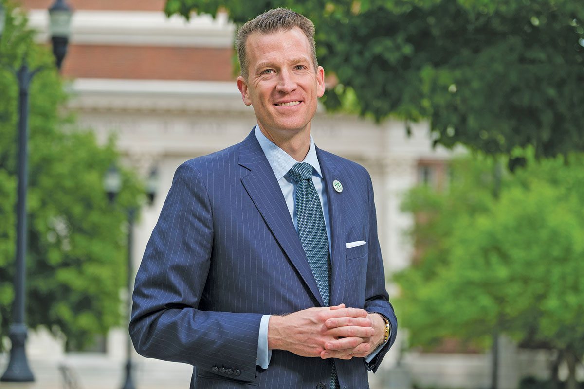 Brendan Kelley on EMU's campus