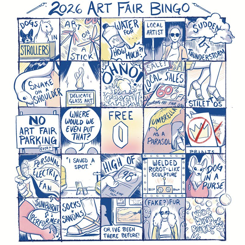 An art fair bingo board