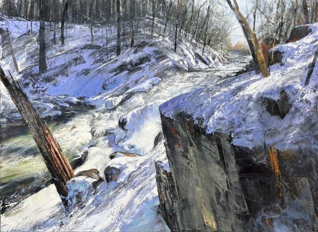 Painting of a snowy river