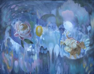 Abrir or “to open,” an exhibit of surreal and abstract paintings by Jasmin Iskandar de Caro, opens on the 3rd floor Downtown AADL July 28. Image: "Los Azules" oil painting by Jasmin Iskandar de Caro