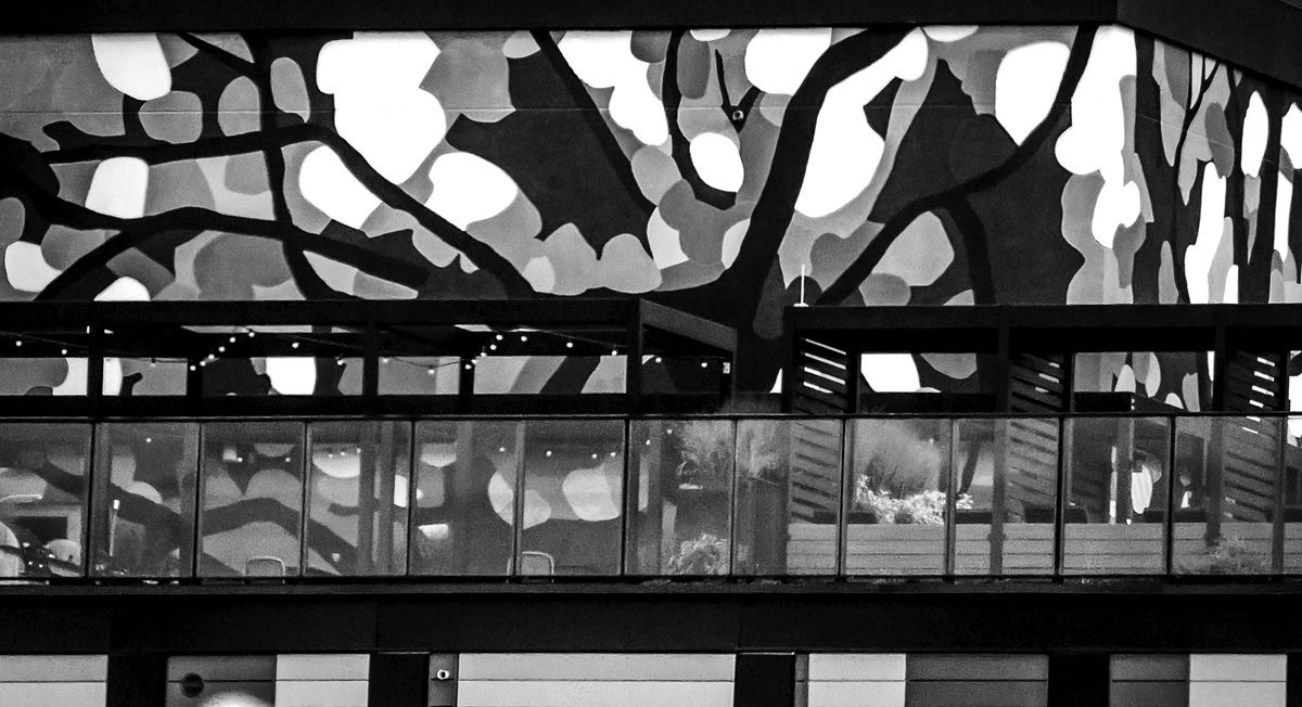 Black and white photo of an architectural feature