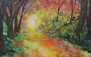 Members of local artist collective Chelsea Painters show paintings and prints Sept. 18–Dec. 18 at Washtenaw Community College ML Art Gallery.Image: “October Song,” watercolor, colored pencil, & gesso by Tina Hotchkiss