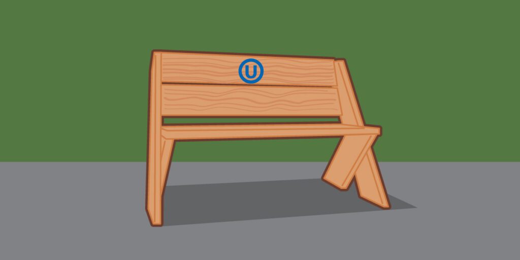Illustration of a Michigan United bench.