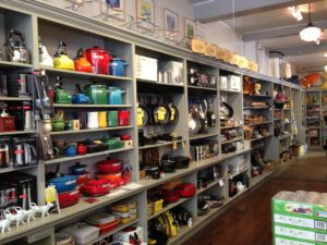 Interior of Downtown Home & Garden with kitchenwares.